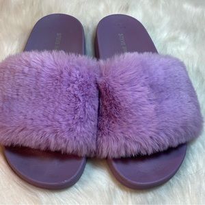 Steve Madden Fuzzy Slides Purple